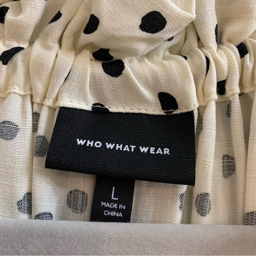 WHO WHAT WEAR Tie Neck Blouse With Painted Dots Size L - Picture 4 of 9